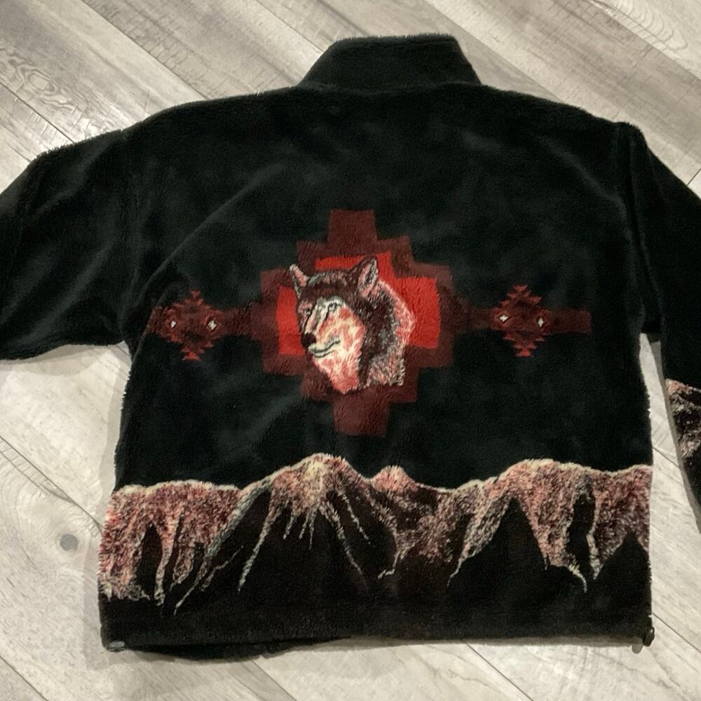 Vintage for seasons plush‎ fleece jacket wolf themed size x large - Picture 11 of 11
